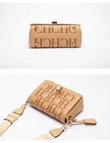 CH Crossbody Bag For Women Luxury Monogram Leather Handbag Fashion Wide Strap Shoulder Bag Elegant Lock Flap Bag For Daily Use