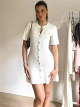 Elegant Ribbed Knit Mini Dress