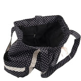 Women Niche Sweet Lace Shoulder Bag Korean Style Vintage Polka Dot Canvas Handbag Large Capacity Multi Pocket Commuting Tote Bag