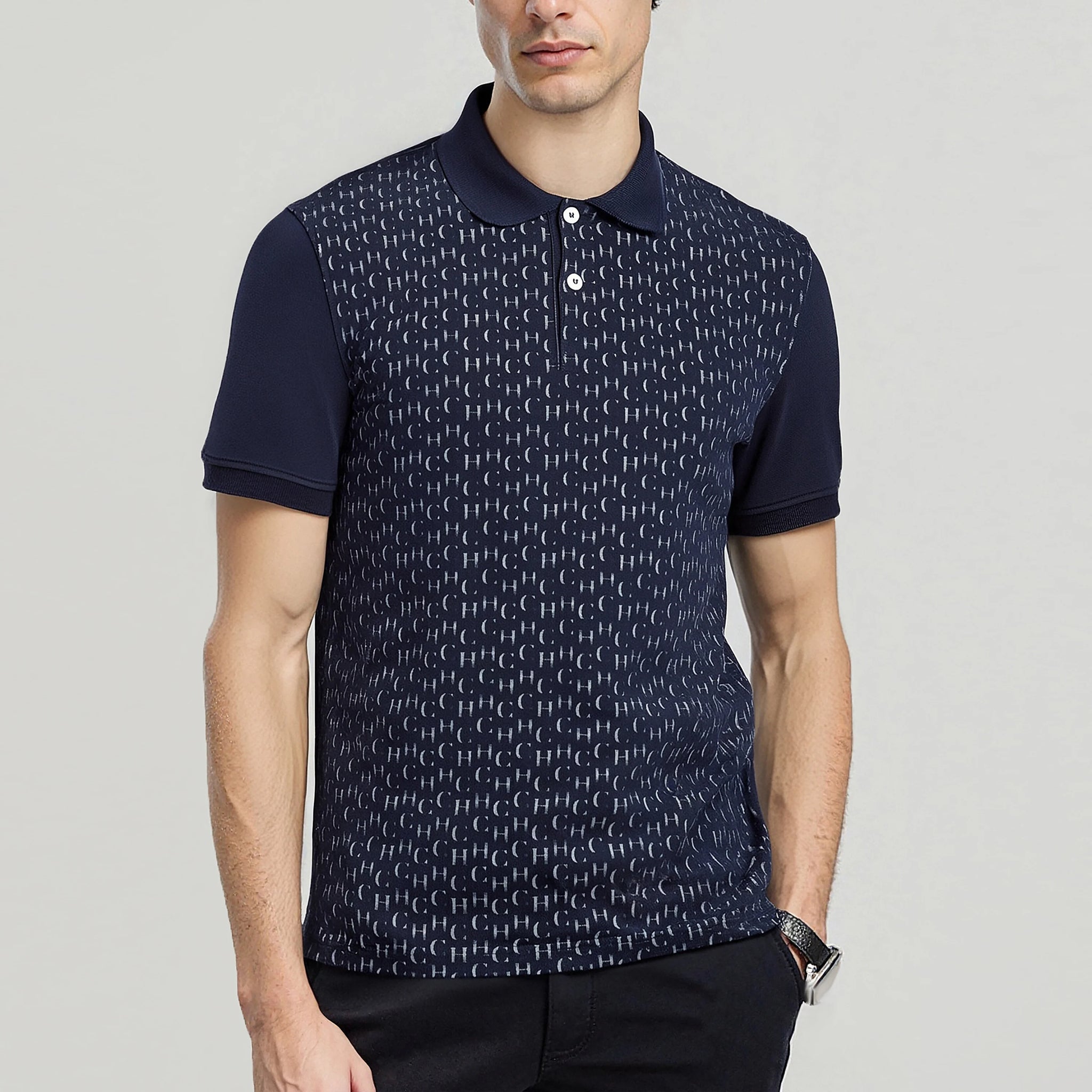 Men's Cotton Polo Shirt – Short Sleeve Patchwork Tee