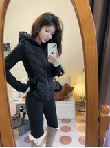 Elegant Patchwork Hooded Sport Coat