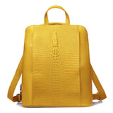 Zency Women's Crocodile Leather Backpack 100% Genuine Natural Travel Work School Bag with Notebook Compartment Laptop Carry-on