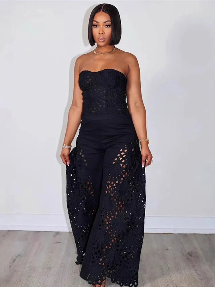 Strapless Eyelet Two-Piece Set