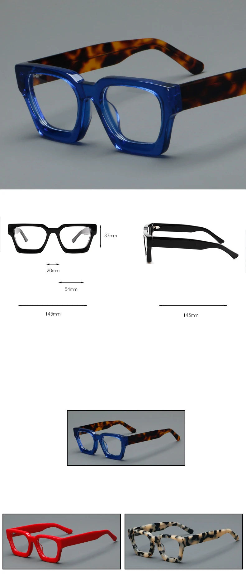 56992 Square Acetate Optical Glasses Frames Women Vintage Universal Prescription Spectacles Frame Trend Transparent Eyewear