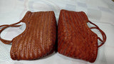 100% Natural Cowhide Weave Handbags Fashion Small Manual Hand Made Ladies Woven Handbag Exquisite Tote Dating Shopping Bags