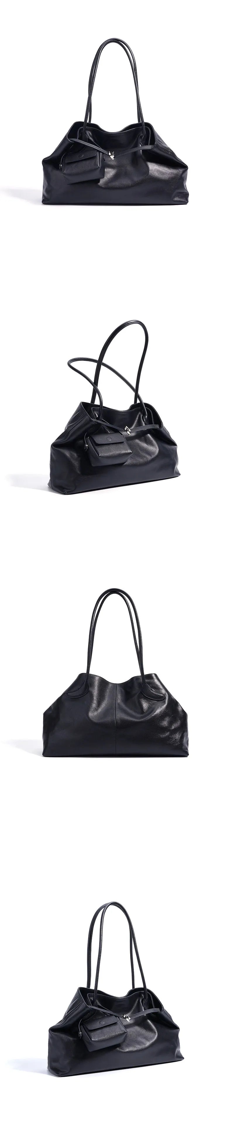 2026 Women's Top Grain Leather Tote Indie Inspired Shoulder Purse Large Capacity Commuting Crossbody Bag Contemporary Daily Use