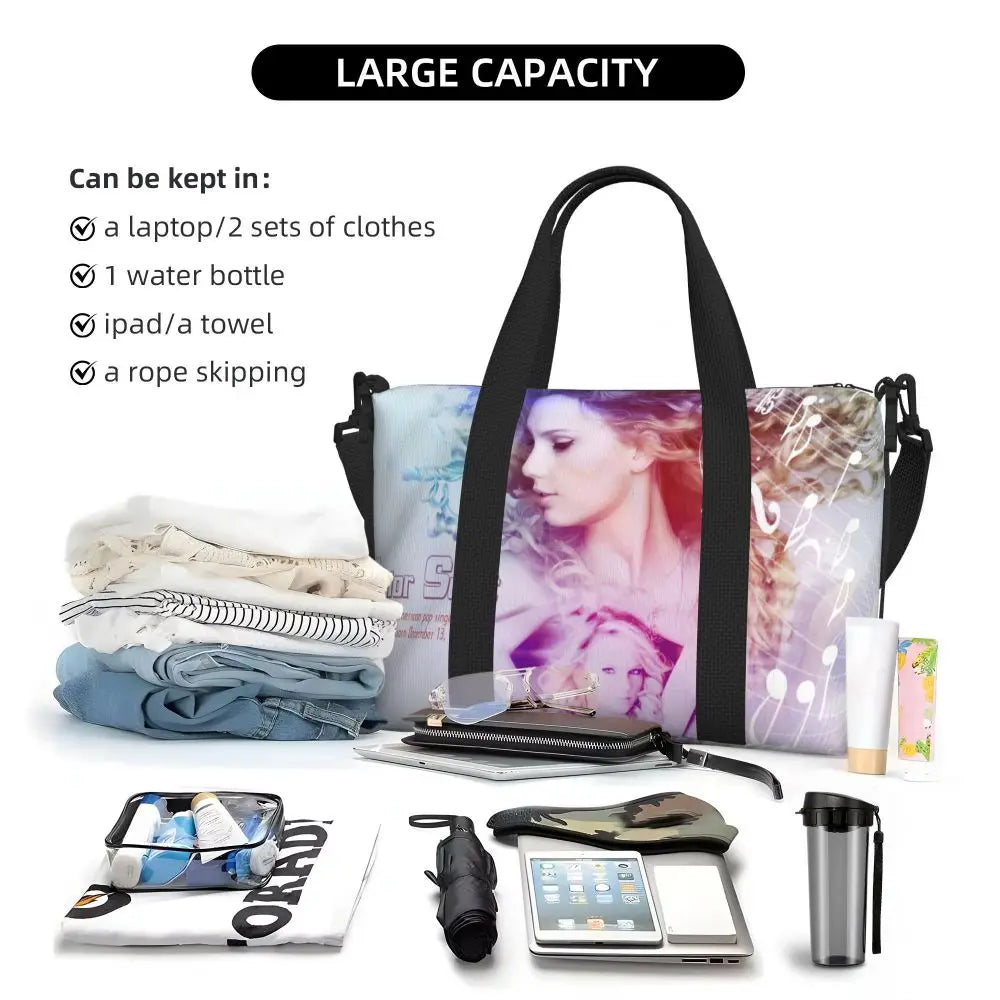 Custom The Eras Tour 1989 Taylor's Swift's American Pop Singer Tote Bag Women Large Capacity Beach Gym Travel Bags