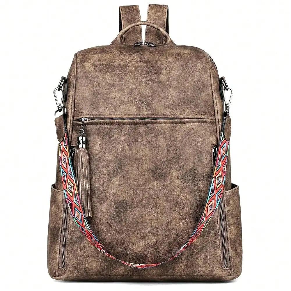 Women's Genuine Leather Laptop Backpack — 15.6" Retro Style