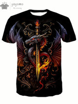 Men's Dragon Print Short Sleeve Graphic T-Shirt
