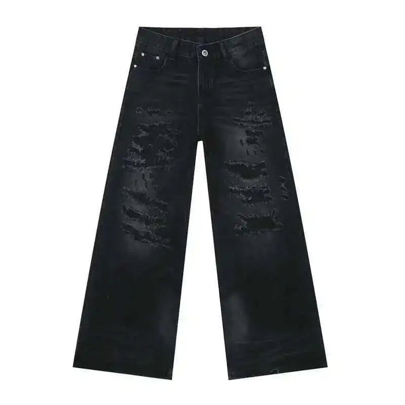 Men's Distressed Wide-Leg Jeans