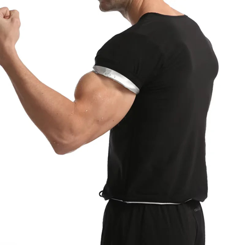 Men Sauna Sweat Short Sleeves Heat Trapping Shirts Sauna Suits Shapewear Waist Slimming Shaper Tops Workout Compression Shirts