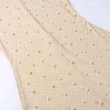 Elegant O-Neck Sleeveless Jumpsuit - Chic Beaded Mesh Mesh Romper in Apricot