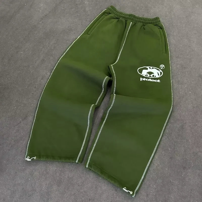 Men's Y2K Embroidered Wide-Leg Pants