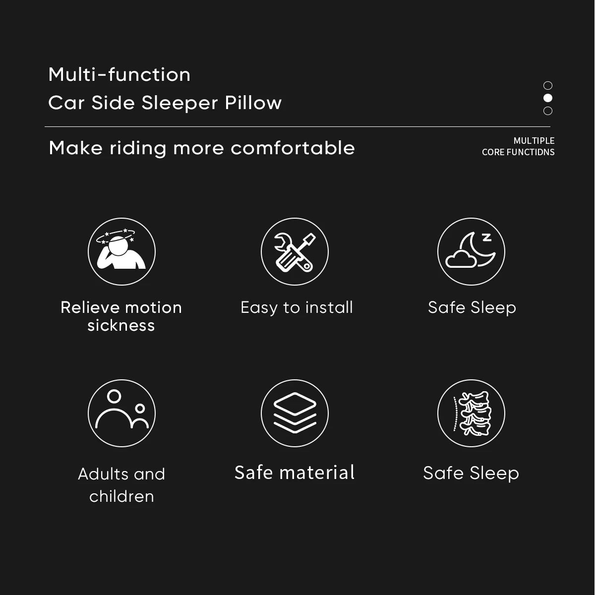 Car Headrest Pillow,Thickened Memory Foam Road Pal Headrest,Neck Support Pillow,180° Adjustable Car Headrest,Travel Car Sleeping