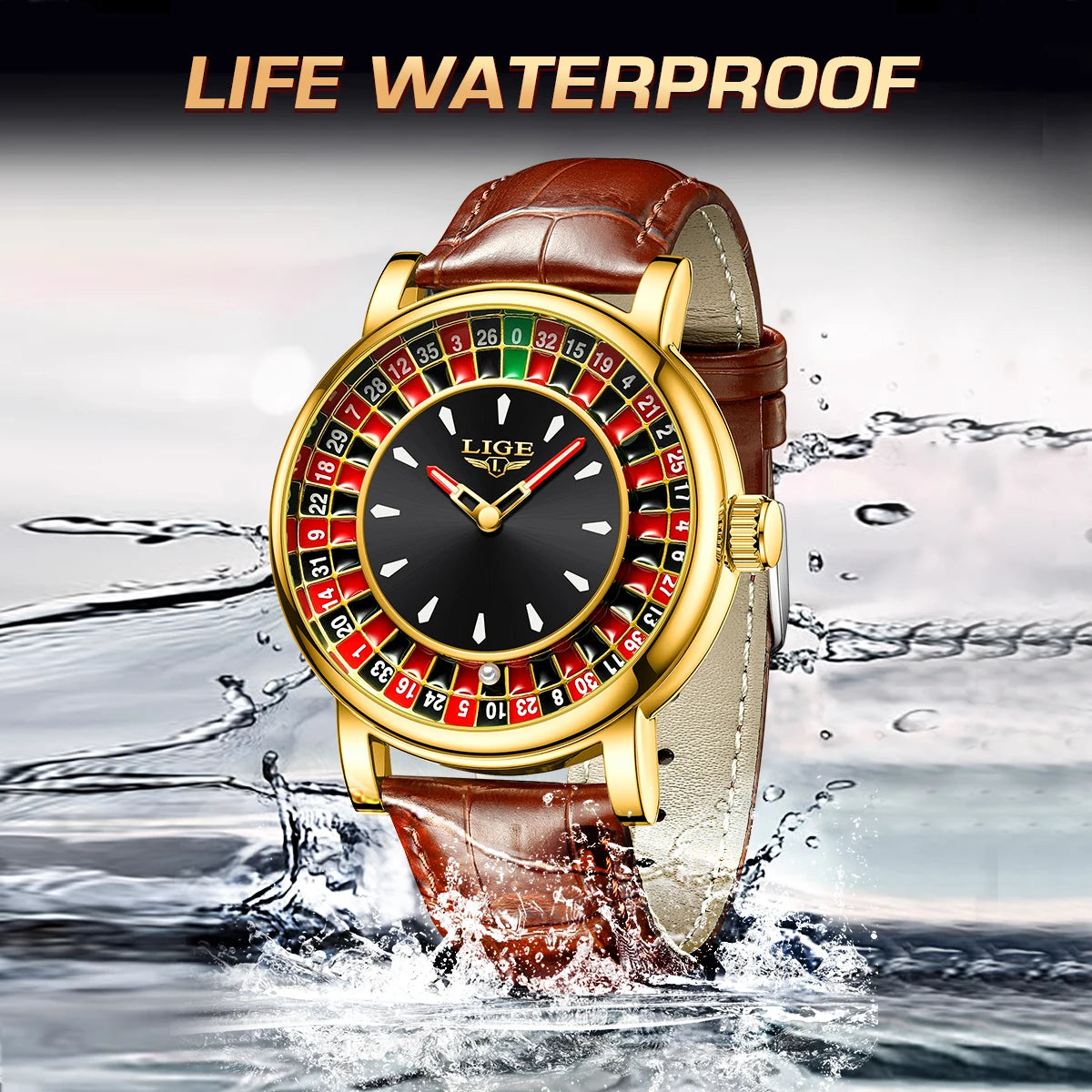 LIGE Men's Rotating Dial Quartz Watch — Luminous, Waterproof, Creative Design