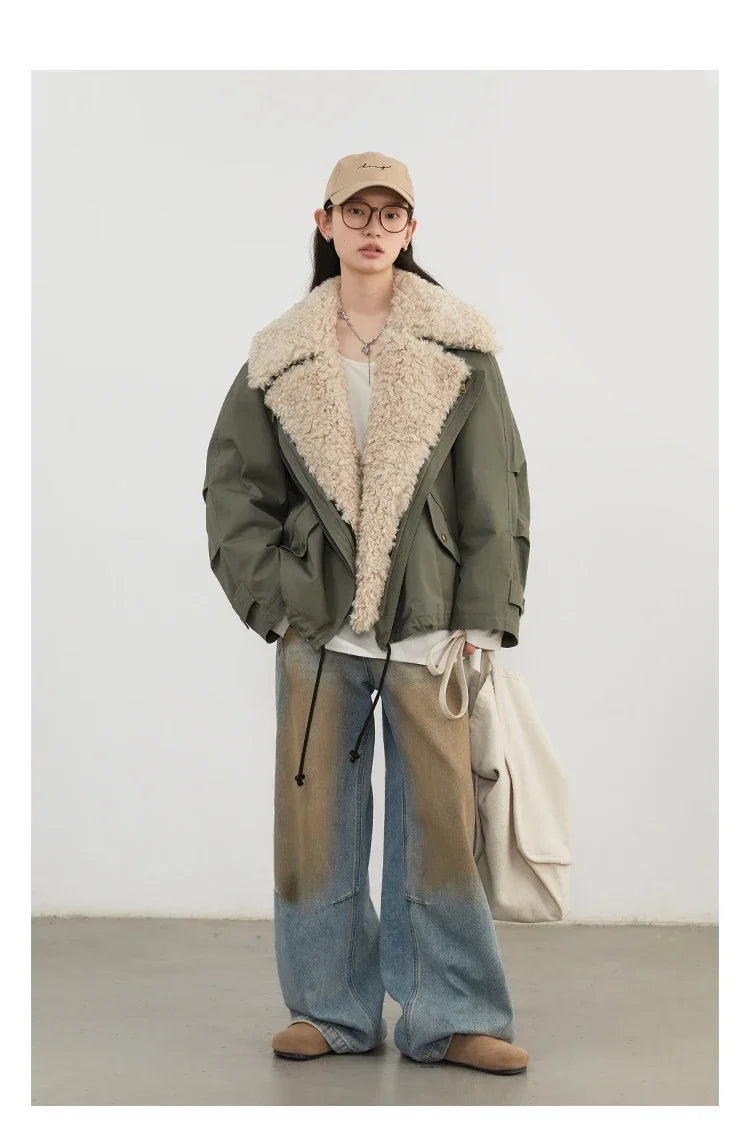 CHIC VEN Fashion Women Coats Loose Casual New Retro Motorcycle Cotton Jacket Thick Warm Female Overcoat Autumn Winter 2025