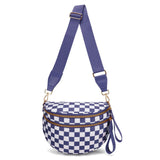 Women Checkered Bum Bag Casual Fanny Pack Large Capacity Crossbody Adjustable Strap Simple Shoulder Mommy Bag Daily Travel Tote