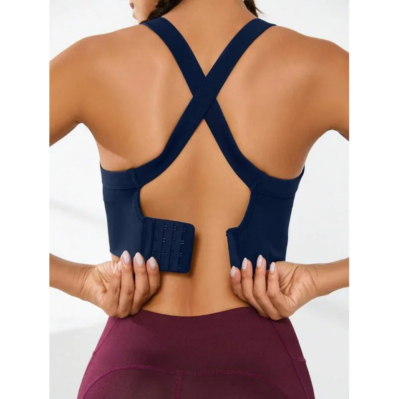 Cross-Back Adjustable Seamless Sports Bra Set – Breathable & Pad-Free