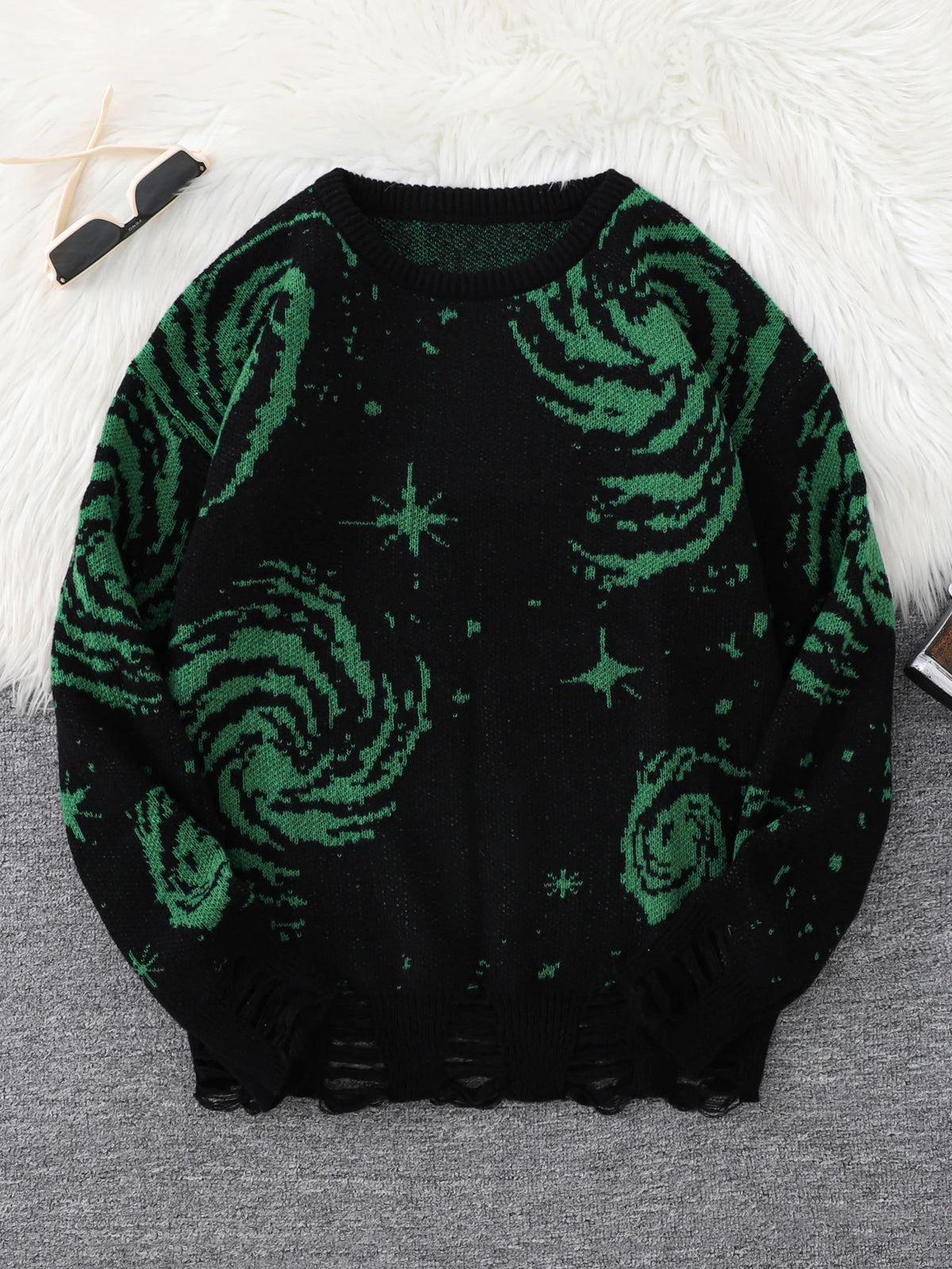 Men's Abstract Star Knit Crew Neck Sweater