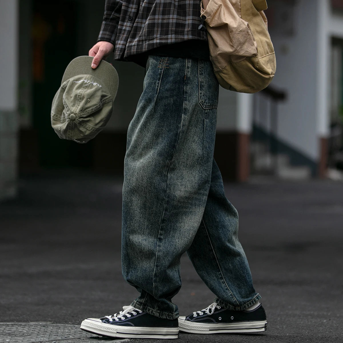 Men's Loose Fit Denim Cargo Jeans