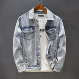 New Denim Jacket Mens Embroidery Trendy Jackets Casual Vintage Streetwear Coats Autumn High Street Embroidery Denim Jacket