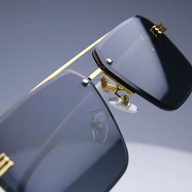 Rimless Rectangle Sunglasses – UV400 Unisex Shades