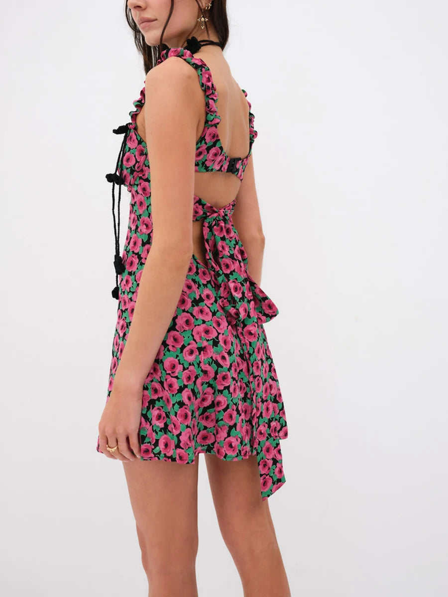 Women's Sweetheart Floral Mini A-Line Dress