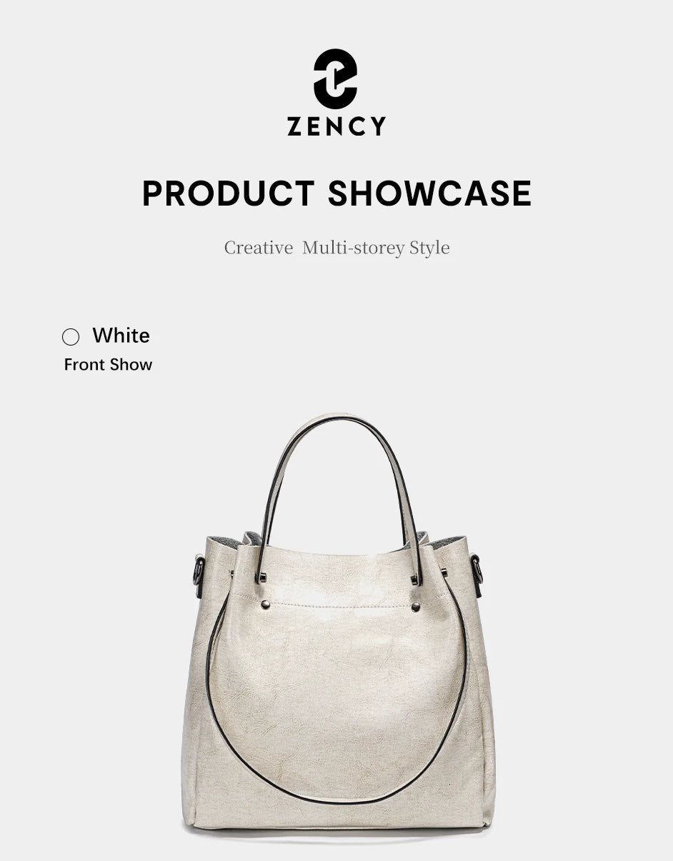 Zency Fashion Multifunctional Tote Handbag For Women 100% Genuine Leather Shoulder Crossbody Large Shopper Bag Underarm Red bag