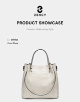 Zency Fashion Multifunctional Tote Handbag For Women 100% Genuine Leather Shoulder Crossbody Large Shopper Bag Underarm Red bag