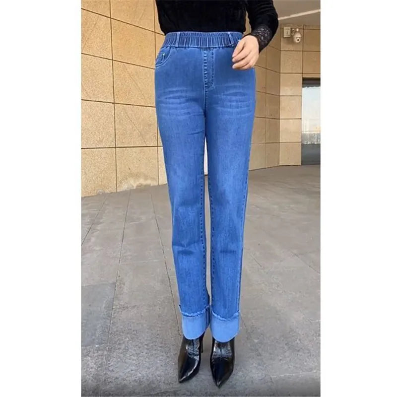 Women's Wide Leg High Waist Stretch Denim Jeans