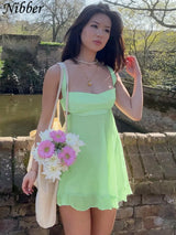 Elegant Ruffle Backless Summer Dress