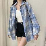 Vintage Plaid Long-Sleeve Blouse