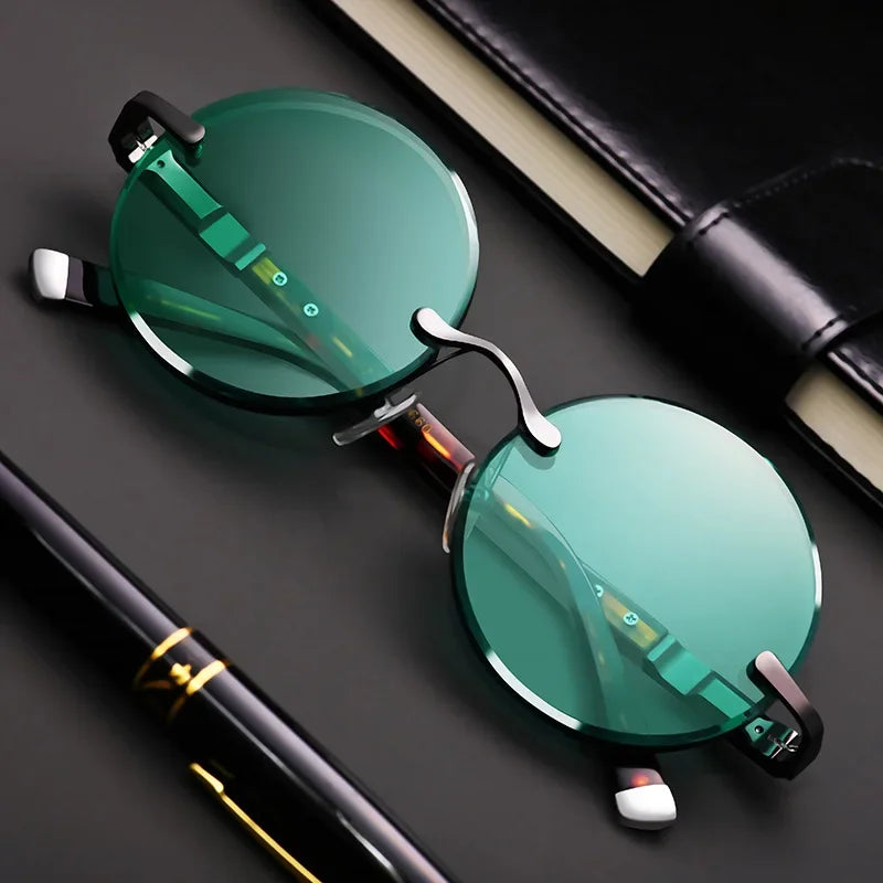 Rimless Round Sunglasses – UV400 Alloy Frame