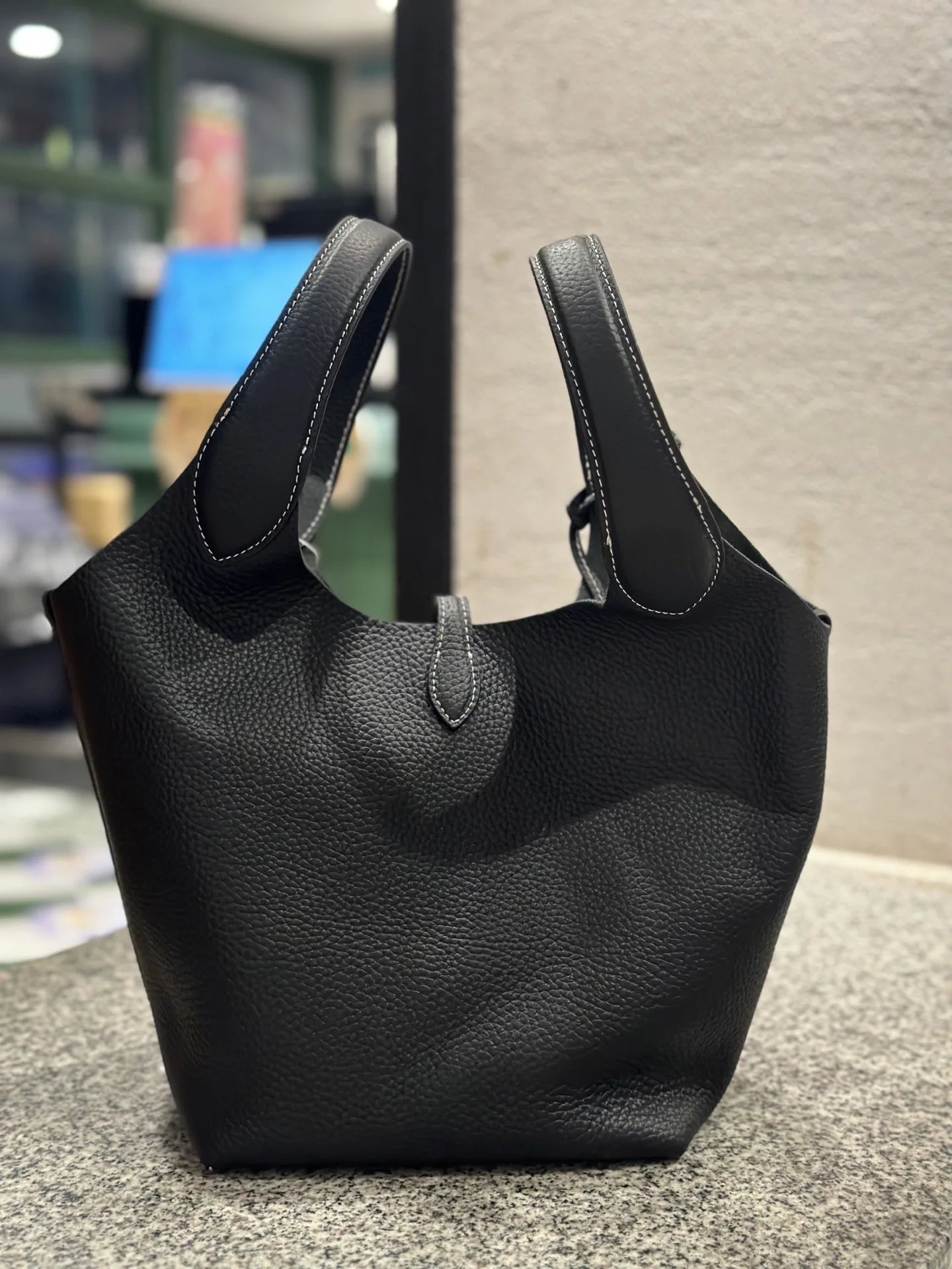 FIRMRANCH European And American Trend Cute Hand-Held Basket Ladies' Bucket Single Shoulder Cross-Body Bag Genuine Leather Purse