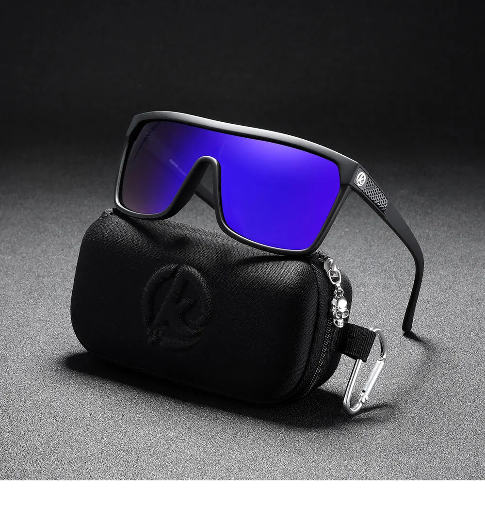 KDEAM One-piece Shape Men Sunglasses Polarized Elastic Paint Surface Sun Glasses Women Suitable Long-lasting Goggles Cat.3