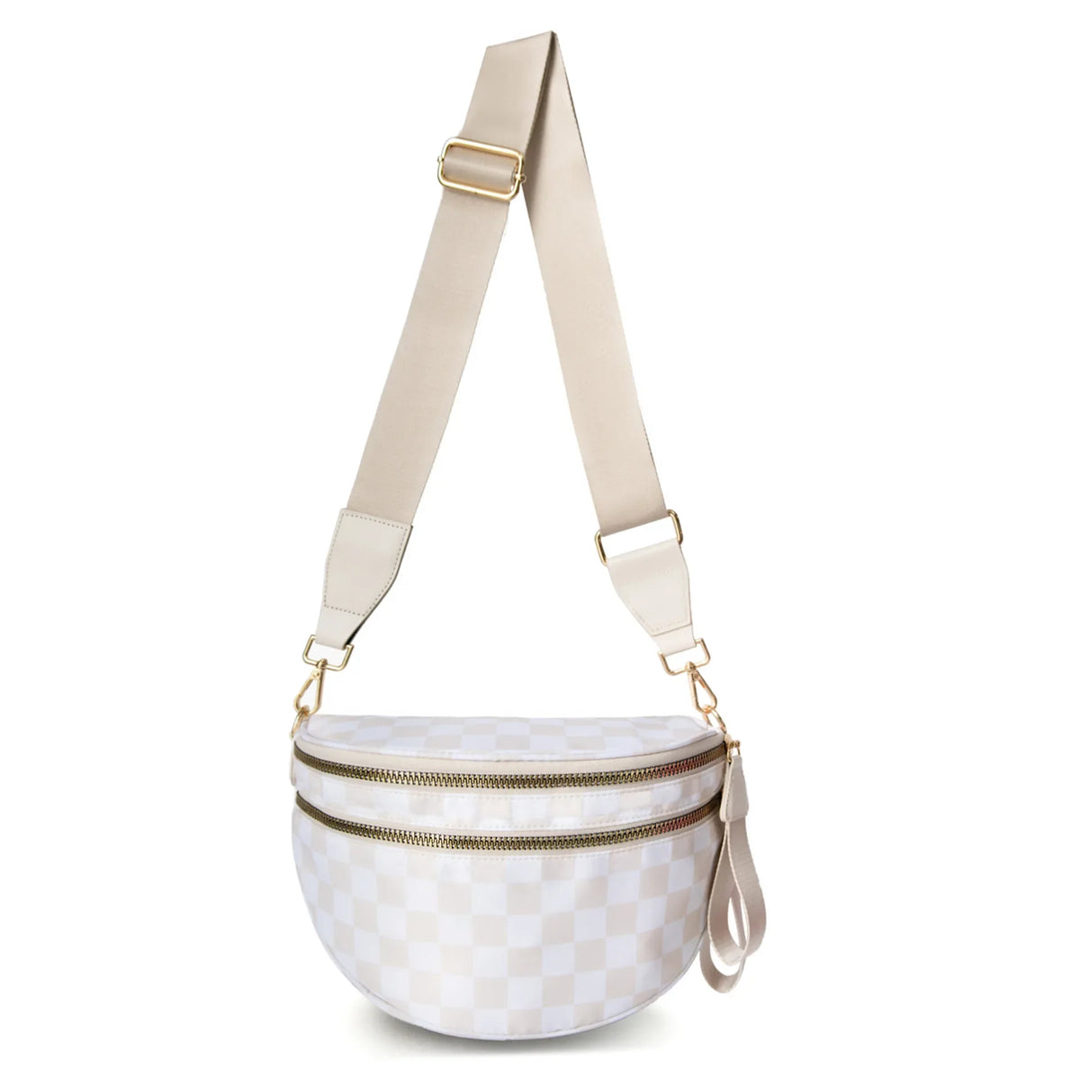 Women Checkered Bum Bag Casual Fanny Pack Large Capacity Crossbody Adjustable Strap Simple Shoulder Mommy Bag Daily Travel Tote
