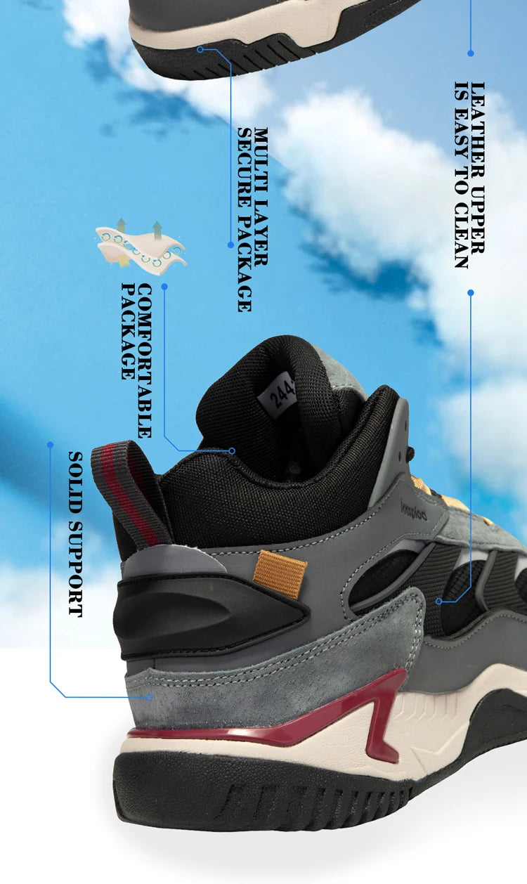 Baasploa Winter Men Shoes Fashion Plush Warm Waterproof Leather Sports Shoes Male Casual Outdoor Non-Slip Lace up Walking Shoes
