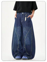 Unisex Blue Wide-Leg Balloon Jeans