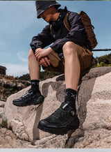 Outdoor Hiking Shoes for Men, Lightweight Travel Hiking Shoes, Breathable Mesh Sneakers, Casual Walking Shoes, Rotating Buckle Design, Non-Slip and Wear-Resistant Trail Shoes, Suitable for Mountaineering and Camping, 2026 New