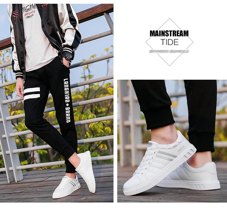 2026 Mens Casual Sneakers New Fashion Lace-up White Shoes Student Comfort Sports Plus Size Vulcanized Shoes Zapatillas De Hombre