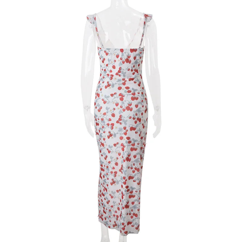 Women's Floral Print Backless Maxi Dress