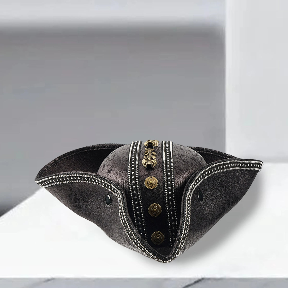 Pirate Hat for Women Men Creative PU Leather Tricorn Costume Hat for Halloween Cosplay Party Supply Costume Props