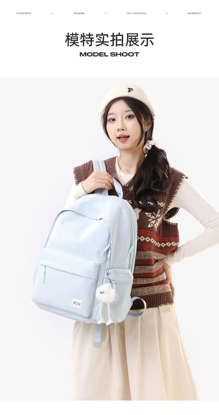 2026 Female Fashion Men High Capacity Waterproof College Backpack Trendy Women Laptop School Bags Cute Girl Travel Book Bag