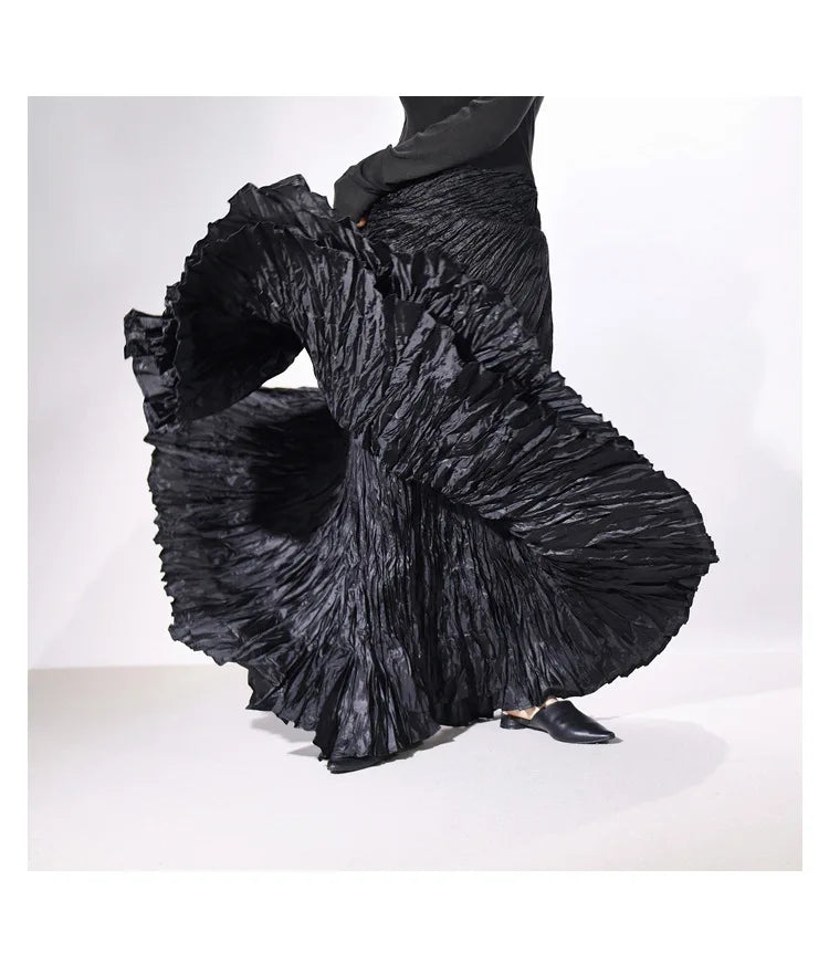 Elegant High-Waist Pleated Maxi Skirt for Women