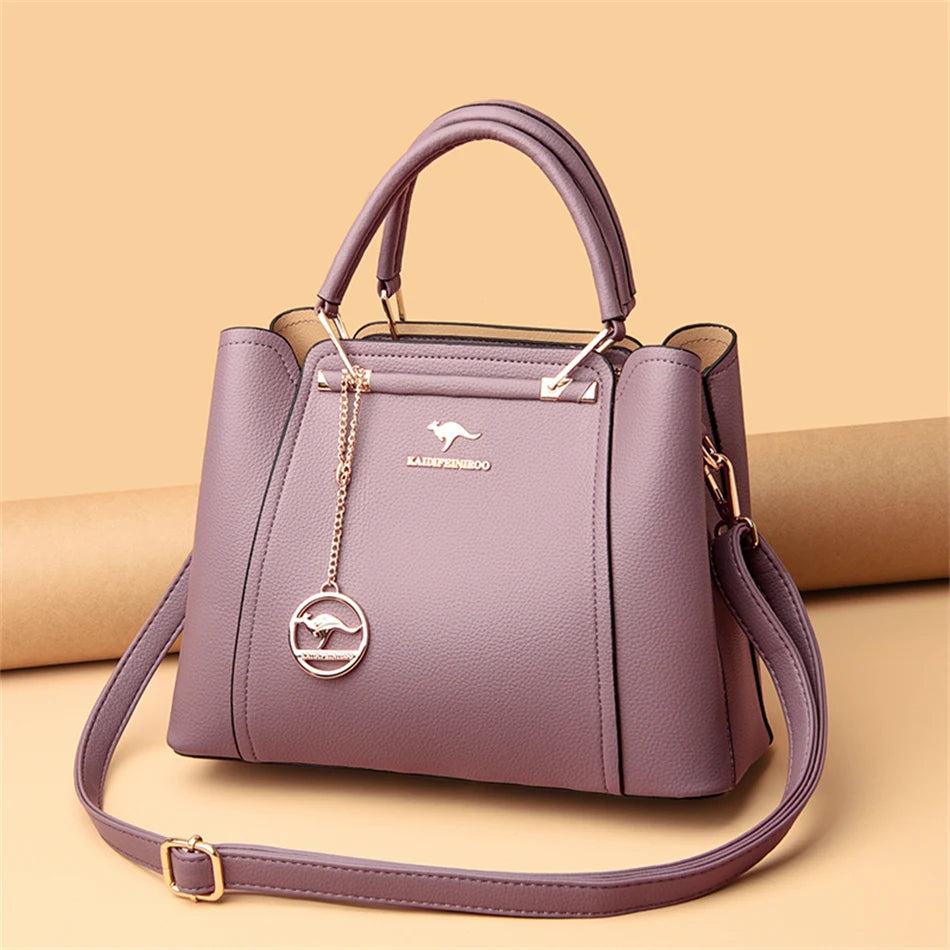 Luxury Triple-Layer Leather Tote & Crossbody
