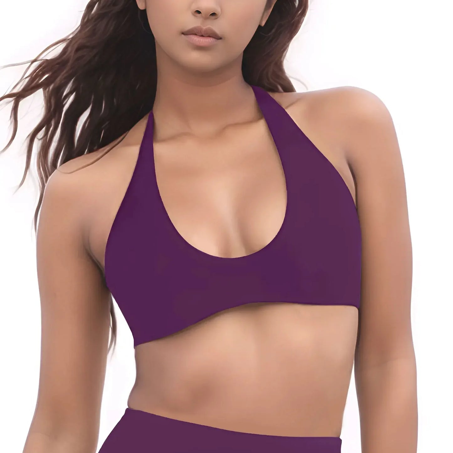 SoftMotion Halter Neck Bralette – High-Support Gym & Yoga Top