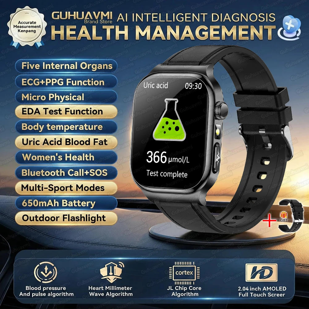 2026 New Accurate Diagnosis Smart Watch Body Fat ECG Blood oxygen BP Health Sport HD AMOLED Screen Call Smart Watches man woman