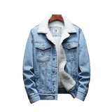 Men’s Winter Sherpa-Lined Denim Jacket – Slim Fit Padded Fleece Coat