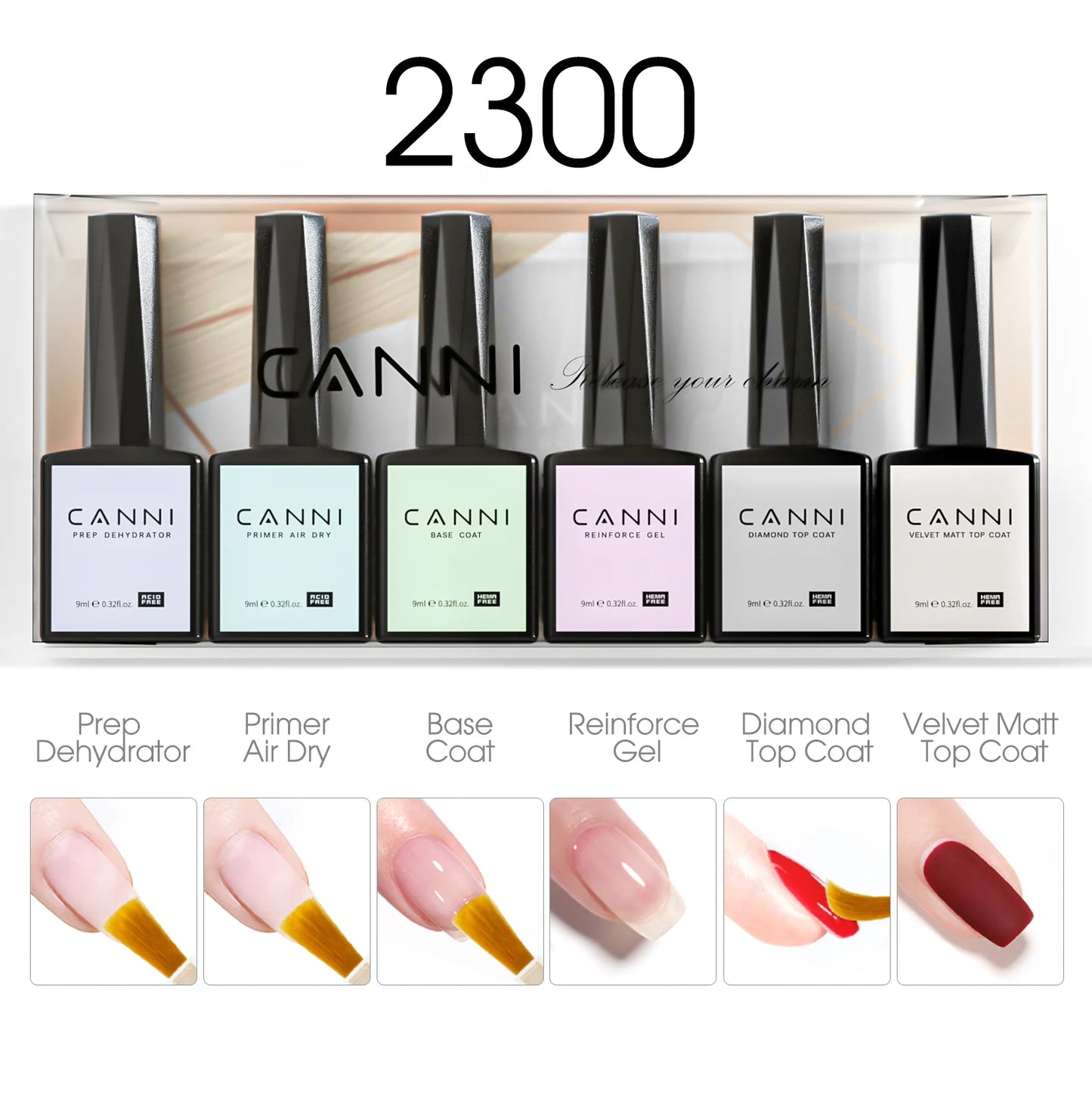 CANNI HEMA-Free Gel Polish Kit | Jelly, Nude & Rubber Base