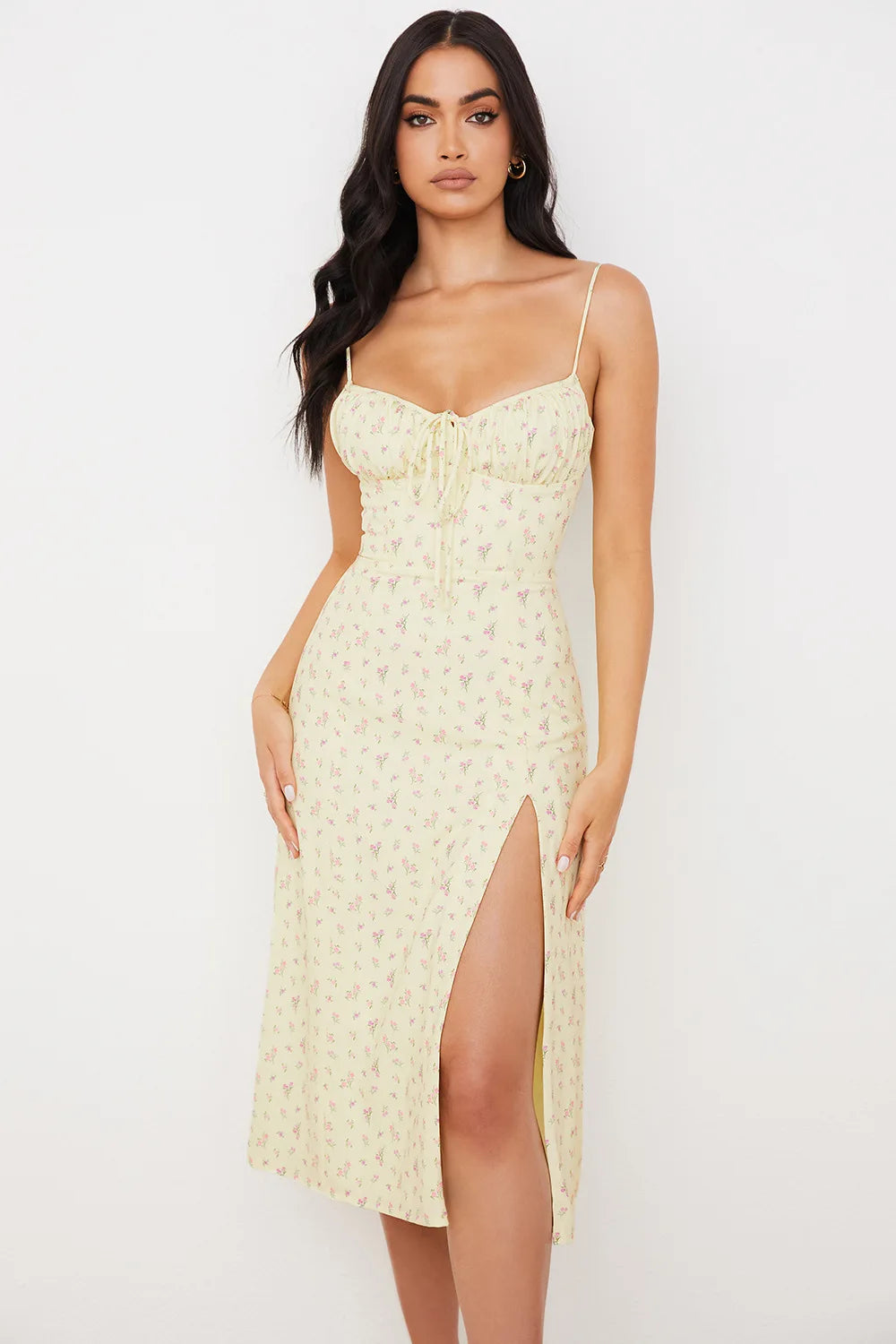 Women's Floral V-Neck Bodycon Maxi Dress